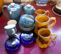 A quantity of assorted china including Poole Pottery part coffee set, two modern Bristol blue