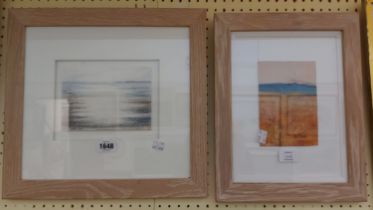 John Harlow: two small format acrylic paintings, depicting Devon views - sold with two others, one