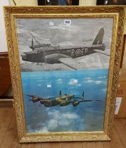 A gilt framed large format print and a photographic print, depicting a Vickers Wellington and a