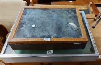 A metal framed tabletop display case - 62cm X 46cm - sold with a smaller wooden similar