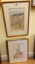 Mark Gibbbons: three framed coloured prints, depicting various views - faded