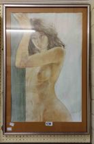 Lydia: a framed mixed media nude female study - signed and dated '79