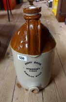 A stoneware flagon with black ink stamp mark for Perry Bros., Somerset Cider, Dowlish Wake