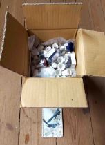 A box containing a large quantity of collectable ceramic thimbles