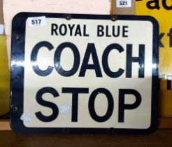 An original royal blue double-sided enamel 'Coach Stop' sign