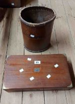 An old brass bound mahogany writing slope (for restoration) - sold with an embossed leather