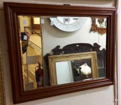 An old mahogany framed bevelled oblong wall mirror - from a dressing table