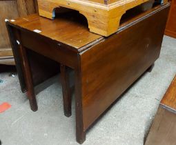 A 1.2m antique mahogany gateleg dining table, set on chamfered square legs - wear