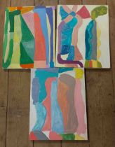 †Andrew Graves: three modern painted panels with abstract designs - signed and dated 2020 verso