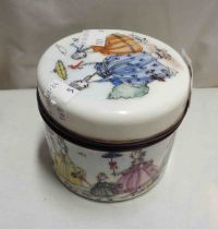 Hilda Jesser: an Austrian enameled copper lidded box of circular form with hand painted decoration