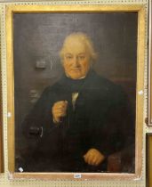 A gilt slip framed oil on canvas portrait of a 19th Century gentleman - minor surface scuffs -