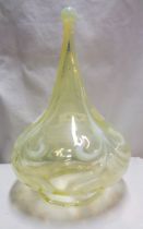 An Arts & Crafts Movement John Walshwalsh vaseline glass lamp shade of pendant form with internal