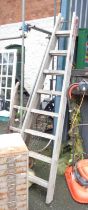 A wooden folding window cleaner's ladder