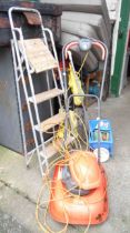 A Flymo Turbo Lite 330 electric lawn mower - sold with a Karcher pressure washer, an aluminium