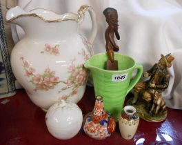 A quantity of assorted ceramics, including toilet jug, Royal Copenhagen bear cub figurine, etc.