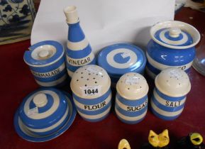 A quantity of T.G. Green Cornish Ware including salt, flower and sugar sifters, marmalade jar,