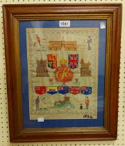 A framed 1936 sampler with Edward VIII pre-coronation themed decoration