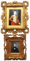Steven van der Meulen (after): an antique ornate gilt gesso framed hand painted copy portrait
