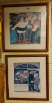 †Beryl Cook: two framed medium format coloured prints, one entitled 'Strippergram', the other 'The