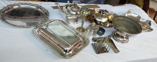 A box containing a quantity of silver plated dishes, etc.