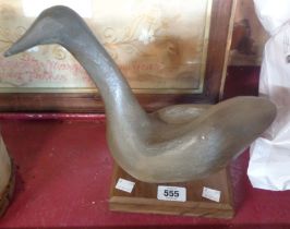 A plaster model of a bird with painted bronzed finish, set on wooden plinth - a/f