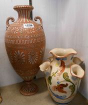 A 19th Century Torquay Terracotta Co. vase of classical urn form with all over enamel decoration (