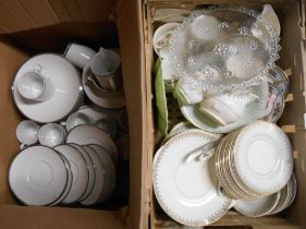 A crate containing a quantity of assorted teaware - sold with a box containing a quantity of