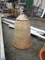 An old terracotta rhubarb forcer with lid