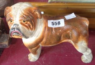 A modern painted cast iron figurine of a bulldog