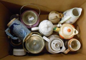 A box containing a quantity of ceramics including Poole Pottery cut-sided coffee pot and sugar bowl,