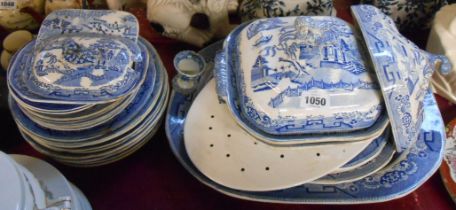 A large quantity of 19th Century and later blue and white transfer printed tableware including