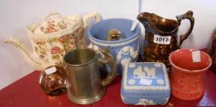 A small quantity of ceramics and other collectable items including Wedgwood blue Jasperware small