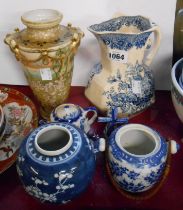 A small quantity of ceramics including Chinese porcelain prunus decorated ginger jar, Mason's