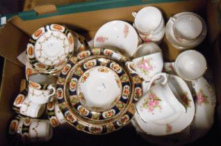 A box containing a quantity of ceramics comprising two early 20th Century bone china tea sets and