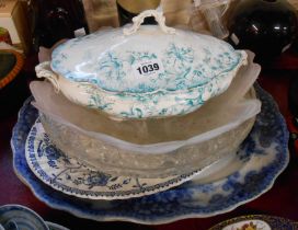 A quantity of ceramics and glassware including meat plates, etc.