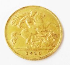 A 1910 Edward VII gold Half Sovereign