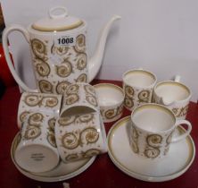 A Susie Cooper bone china coffee set, decorated in the 'Venetia' pattern comprising coffee pot,