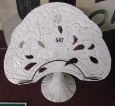 A white enamelled cookbook stand of tree form