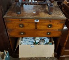 A 56cm early 20th Century mahogany campaign style cabinet with brass corner mounts, leather inset