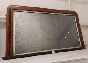 A Victorian rosewood framed overmantel mirror with gilt slip to the perished plate
