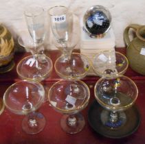 A set of six vintage Babycham glasses, two Goldwell Snowball advertising glasses, a pair of 1953