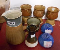 A quantity of studio pottery including Jeremy Leach, etc.