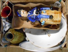 A box containing a quantity of ceramics including mid 20th Century West German Bay Pottery vase,