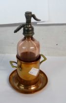 An early 20th Century British Syphon Co. traveler's sample soda syphon and silver plate on copper