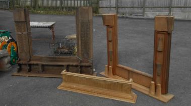Two Victorian pine fire surrounds - various condition - sold with a detached pine mantel