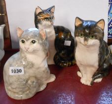 Two Babbacombe pottery cat figurines - sold with an unmarked similar