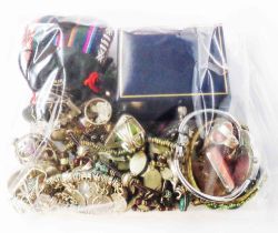 A bag containing a quantity of 925 and white metal hardstone set and other jewellery including,