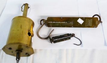 A 19th Century Bennett cottage brass clockwork spit jack (no key) - sold with two brass faced spring