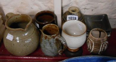 A quantity of studio pottery including Jersey Pottery, etc.