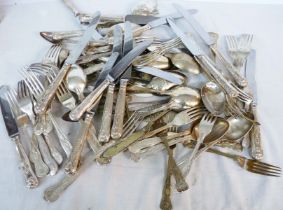 A box containing quantity of assorted silver plated Kings pattern cutlery